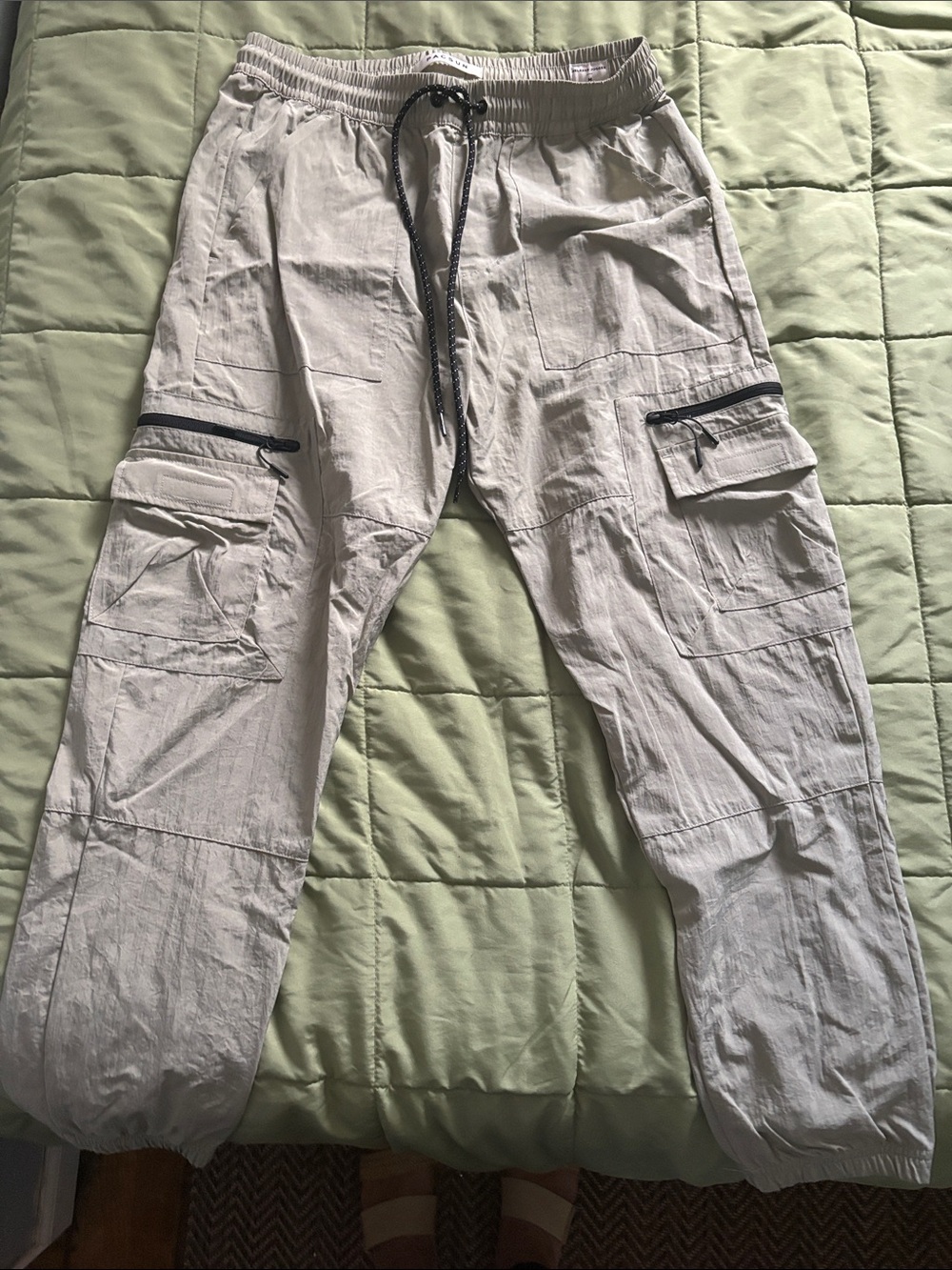 PacSun Men's Light Beige Cargo Joggers with Black Drawcord